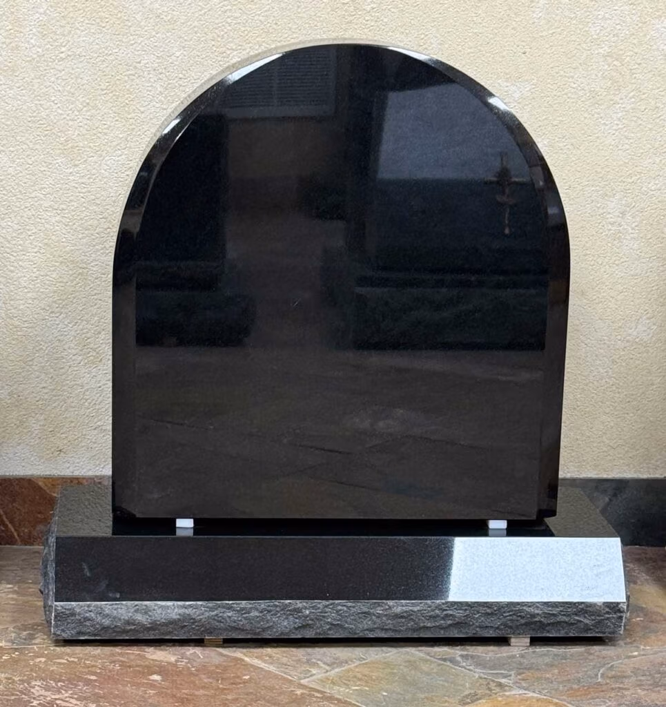 Polished Round Top Monument in Black Granite