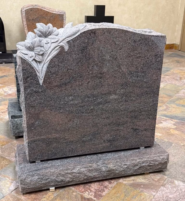 Monument with Carved Roses in Paradiso Granite