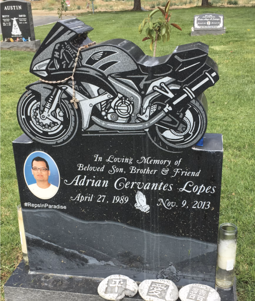 Motorcycle & Color Portrait in Black Granite
