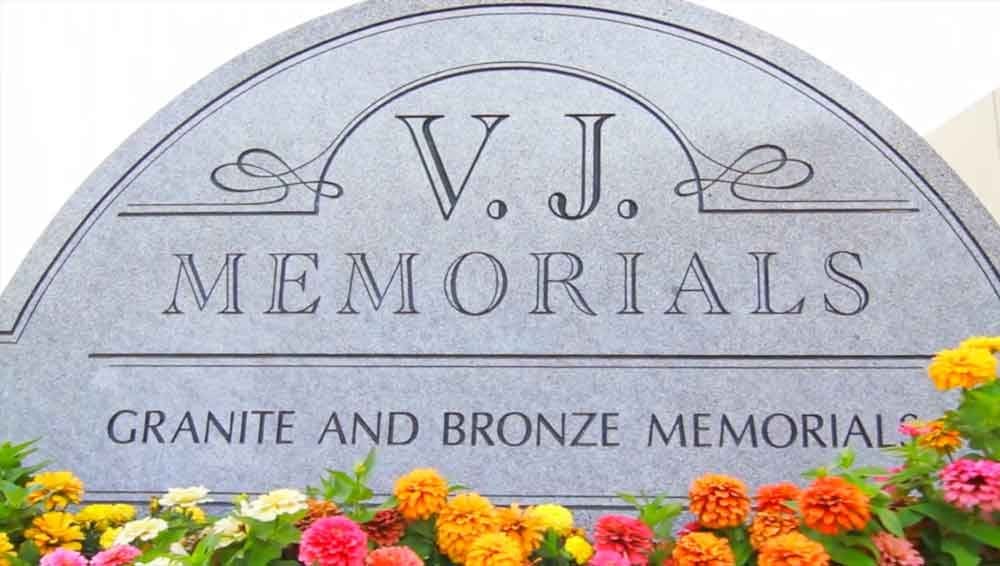 VJ Memorials sign at the Chino, CA shop