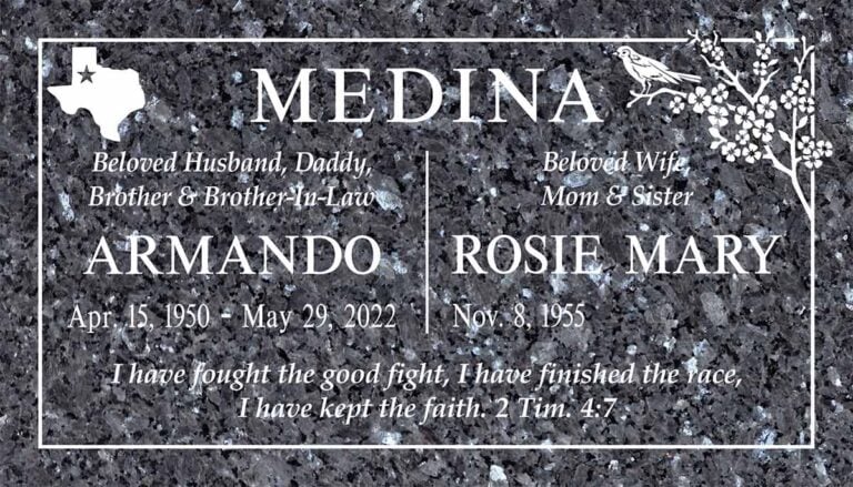 Companion headstone set at Bellevue Memorial Park