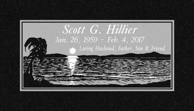Black granite headstone