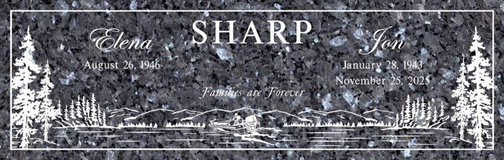Companion Lake Scene in Blue Pearl Granite