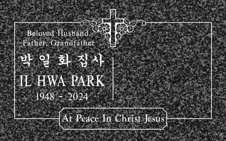 Oxford Regal granite grave marker placed at rose hills memorial park