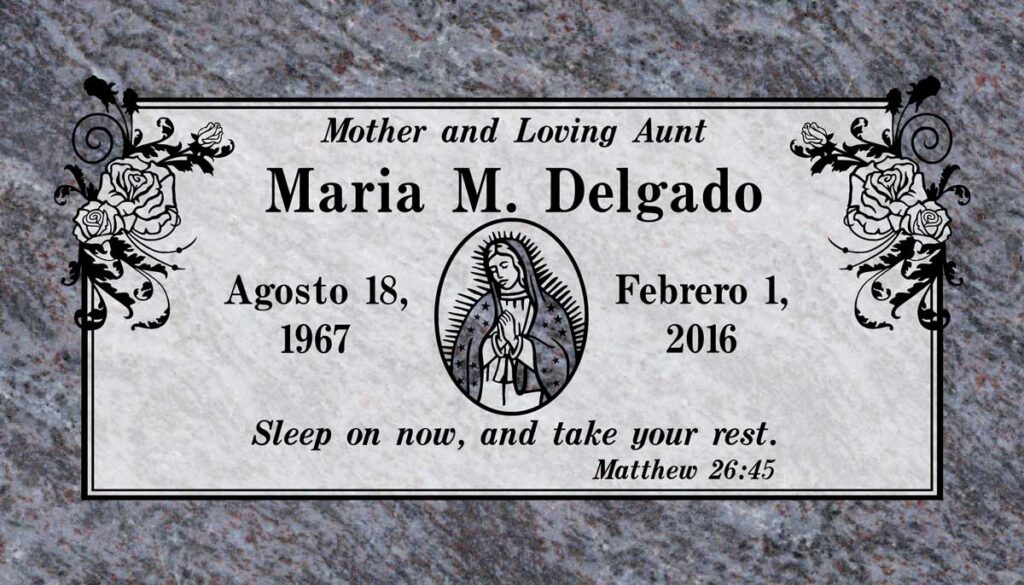 Virgin Mary in Bahama Blue Granite