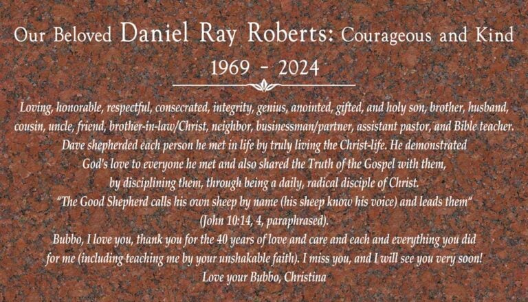 Plaque mounted at Loma Vista Memorial Park