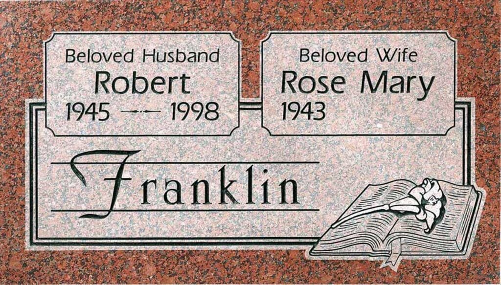 Open Bible & Rose Scroll in Puritan Rose Granite