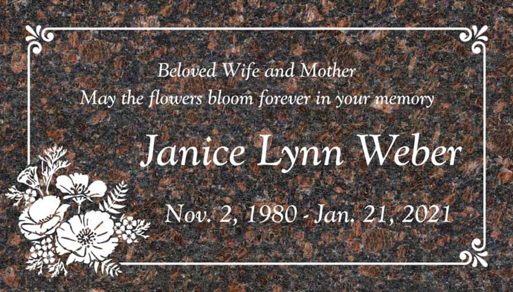Wildflowers & Scroll Corners in Tan Brown Granite