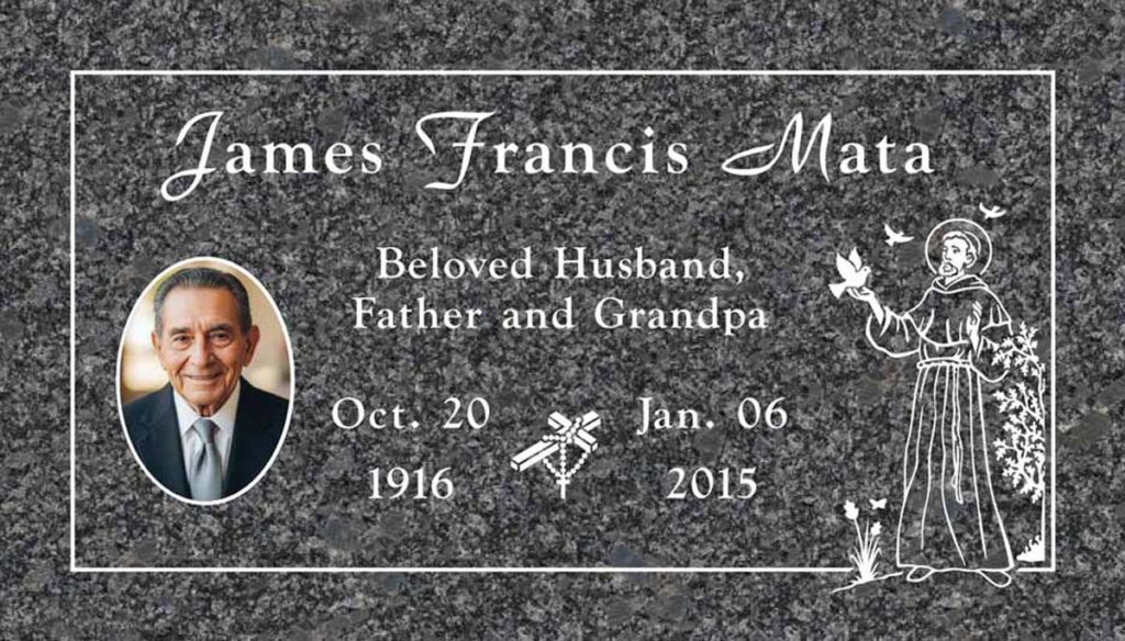 St. Francis & Rosary in Silver Bronze Granite