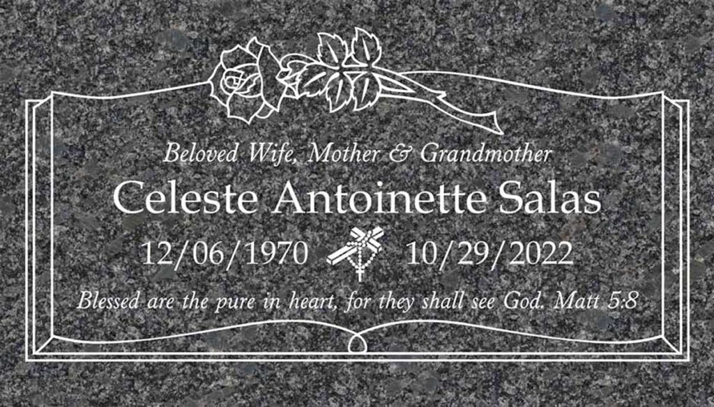 Rose & Scroll Border in Silver Bronze Granite