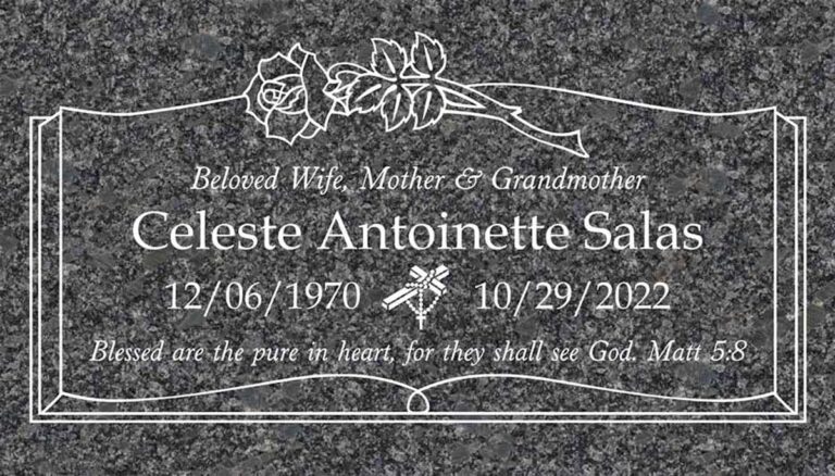 Rose & Scroll Border in Silver Bronze Granite