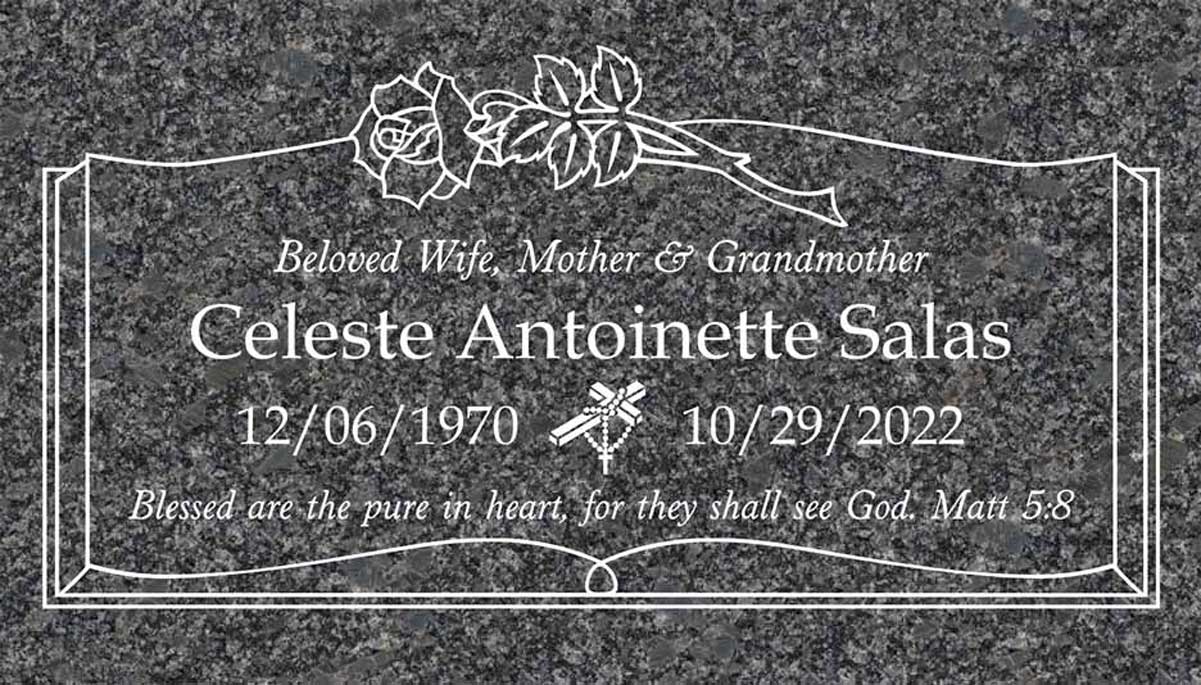 Rose & Scroll Border in Silver Bronze Granite