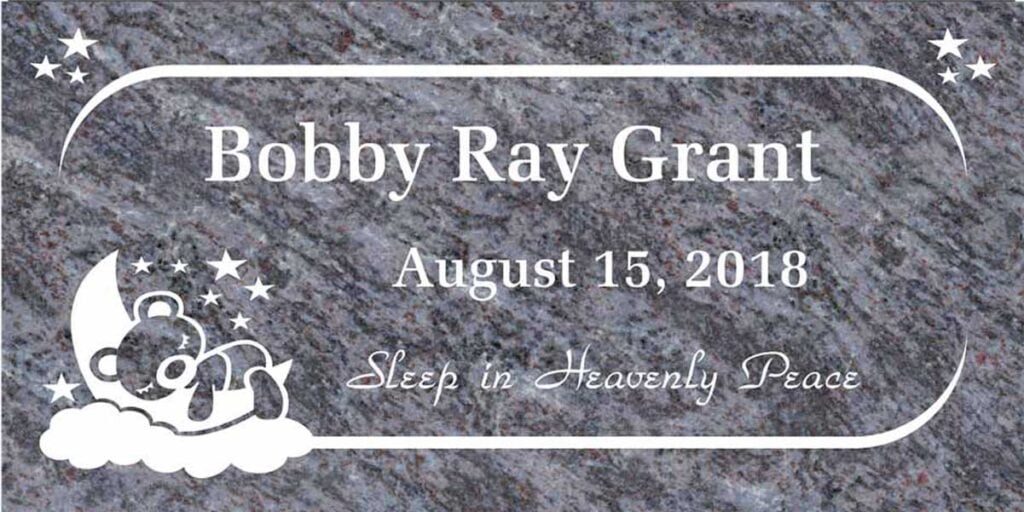 Teddy Bear & Moon in Bahama Blue Granite