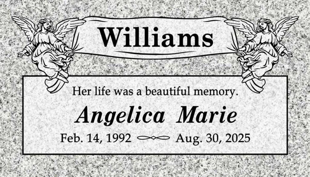 Angels & Scroll Banner in Southern White Granite
