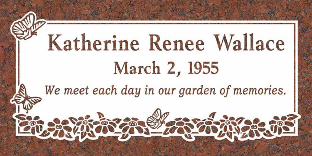 Butterflies & Flower Border in Puritan Rose Granite