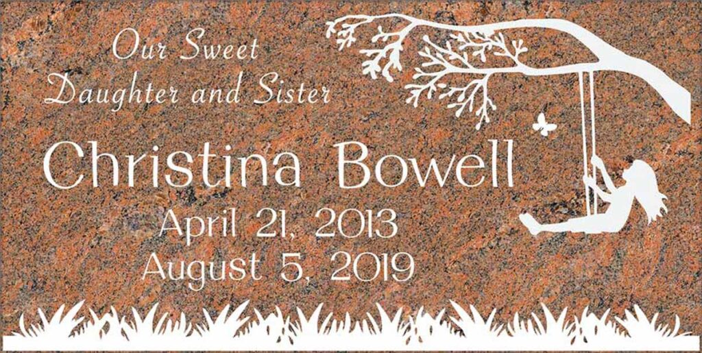 Tree Swing & Butterfly in Red Multicolor Granite