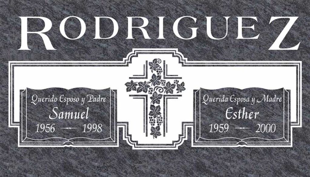 Grapevine Cross & Books in Bahama Blue Granite