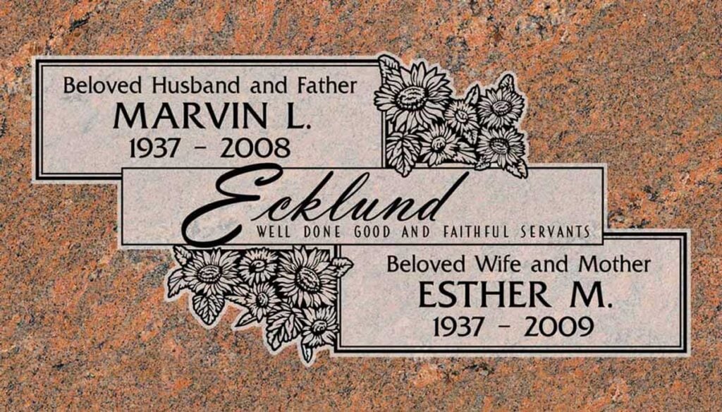 Sunflowers & Stacked Banners in Red Multicolor Granite