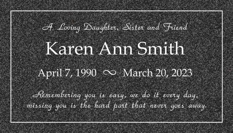 Granite gravestone with elegant border and script lettering