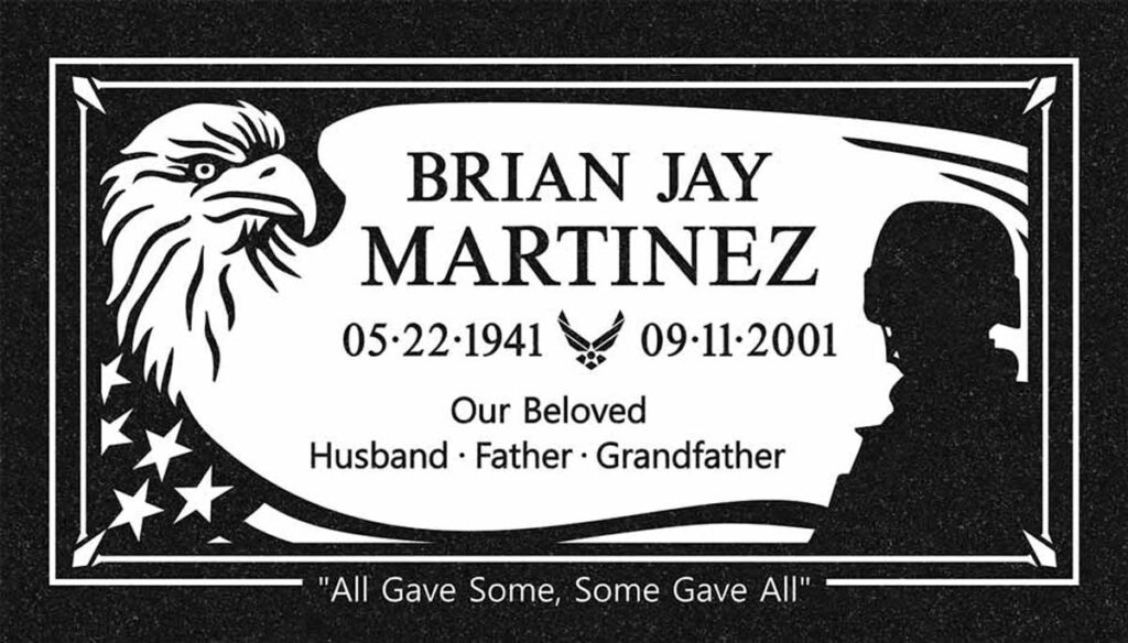 Military Eagle & Flag in Black Granite