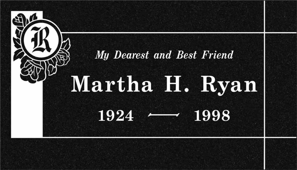 Monogram & Roses Modern in Black Granite