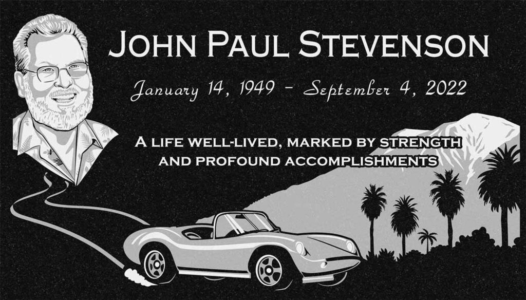 Classic Car & Palm Trees in Black Granite