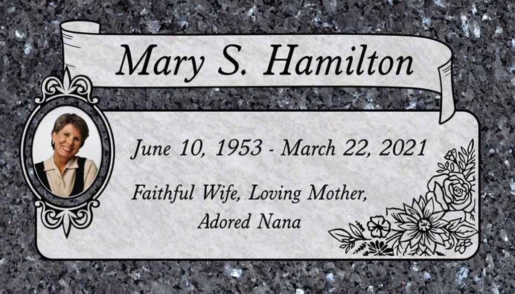 Banner & Roses in Puritan Rose Granite