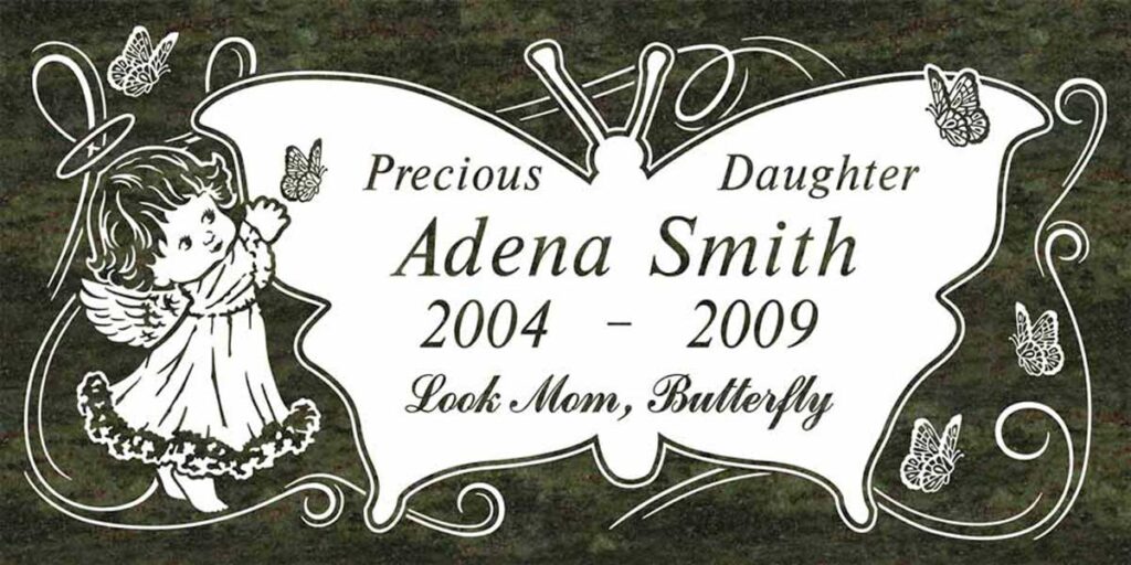 Butterfly Panel & Angel in Tropical Green Granite