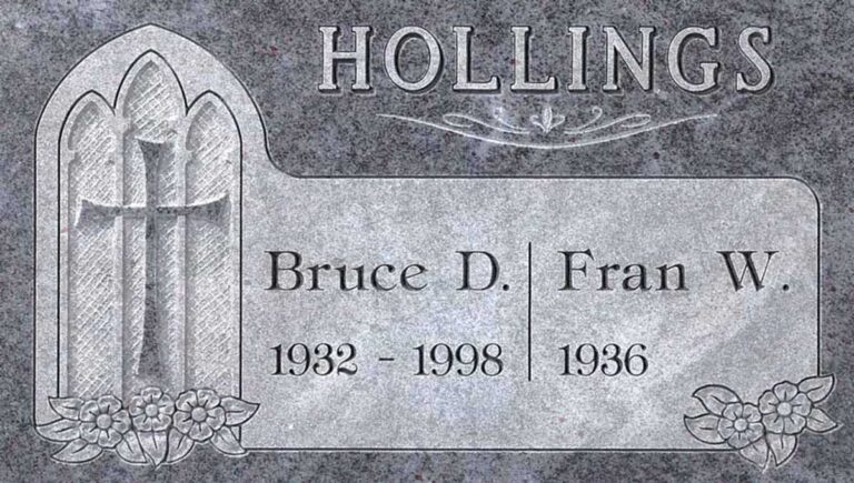 Granite companion headstone with stained glass style cross