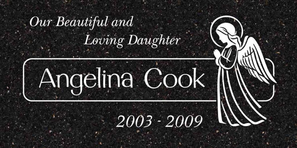 Praying Angel & Halo in Galaxy Black Granite