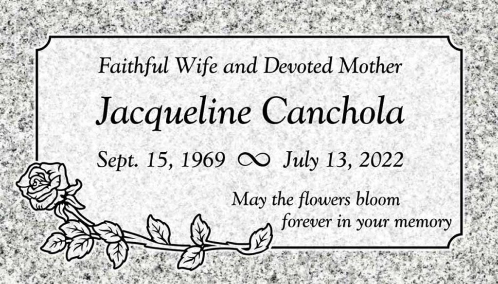 Single Rose & Scalloped Border in Southern White Granite