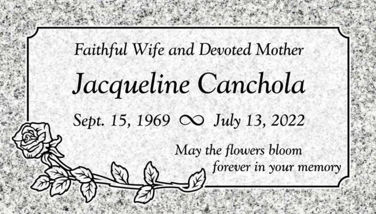 Single Rose & Scalloped Border in Southern White Granite