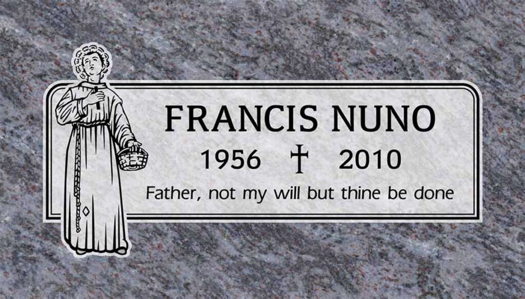 Saint Francis & Cross in Bahama Blue Granite