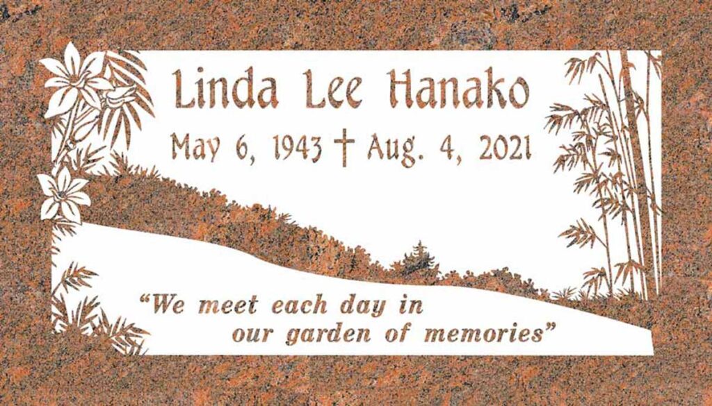 Bamboo & Tropical Flowers in Red Multicolor Granite