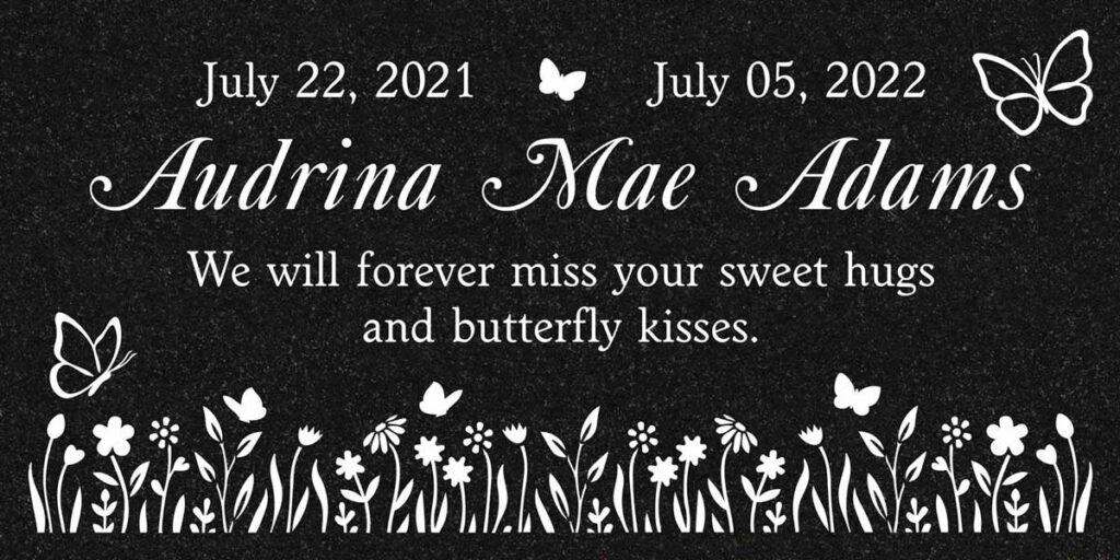 Butterflies & Wildflowers in Black Granite