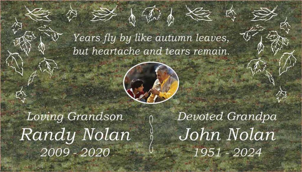 Autumn Leaves in Tropical Green Granite