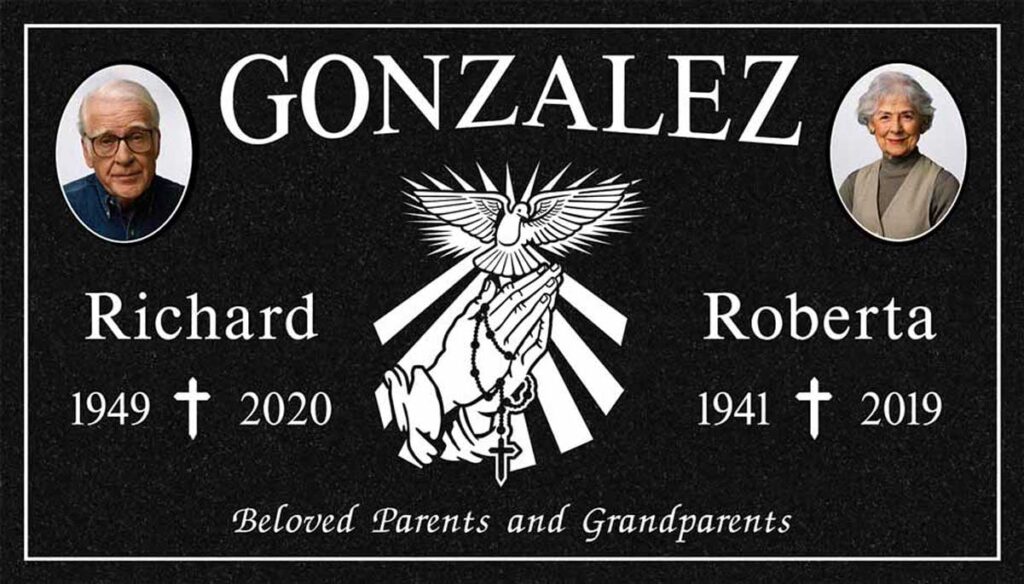 Praying Hands & Dove in Black Granite