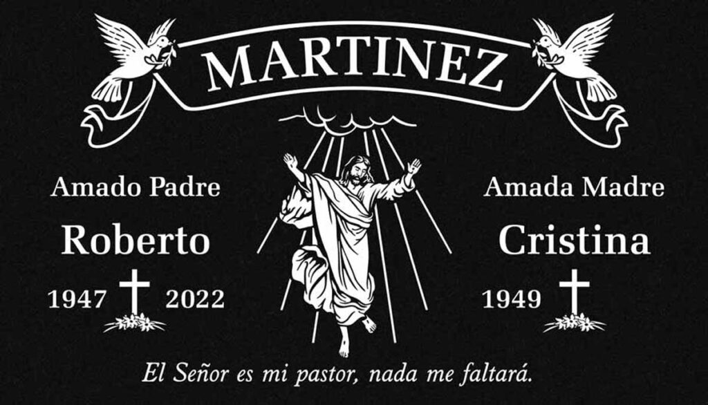 Risen Jesus & Doves in Black Granite