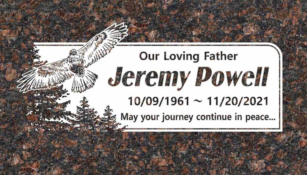 Soaring Eagle & Pine Trees in Tan Brown Granite