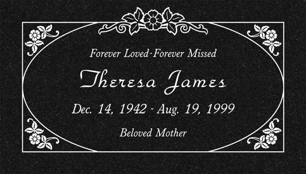 Oval Panel & Flower Bouquet in Black Granite