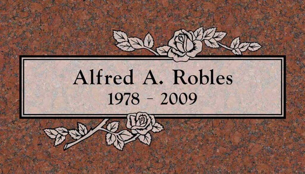 Roses & Center Panel in Red Multicolor Granite