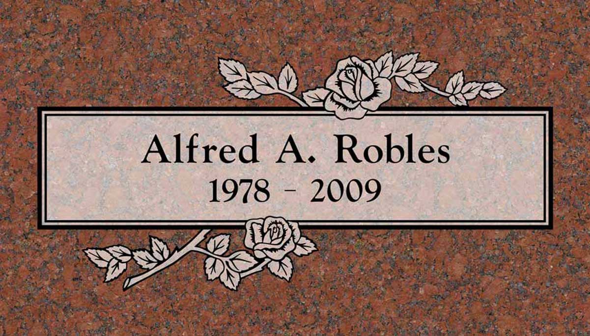 Roses & Center Panel in Red Multicolor Granite
