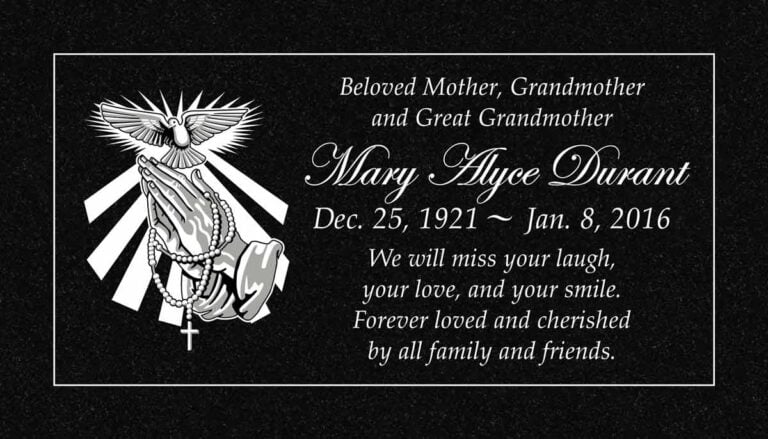 Praying Hands & Dove in Black Granite