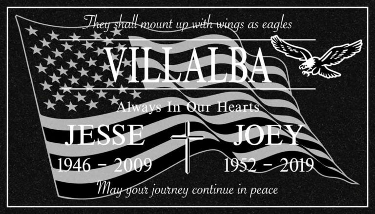 Flag & Eagle Memorial in Black Granite