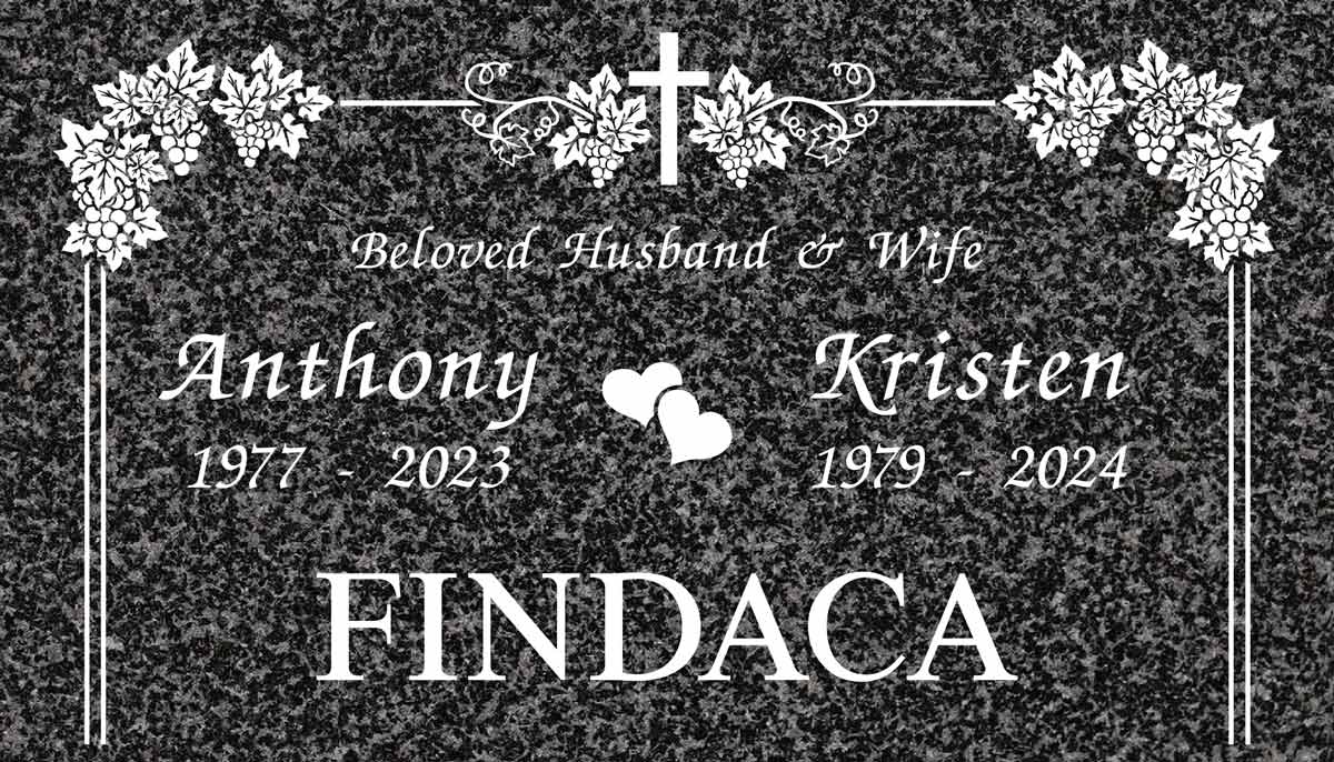 Grapevine Cross with Hearts in Oxford Gray Granite