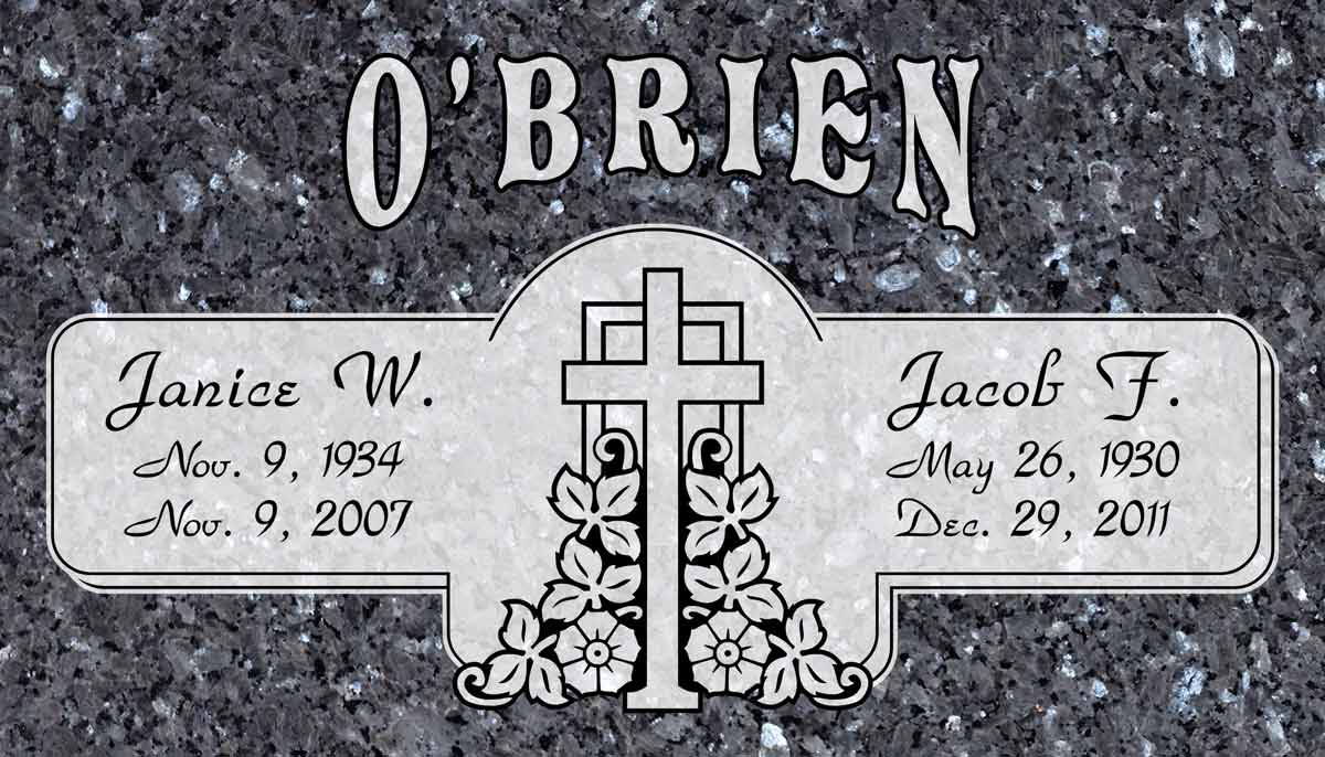 Arched Gothic Cross Companion in Blue Pearl Granite