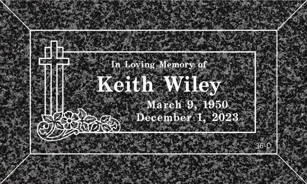 Cross & Floral Scroll in Oxford Gray Granite