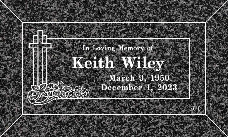 Cross & Floral Scroll in Oxford Gray Granite