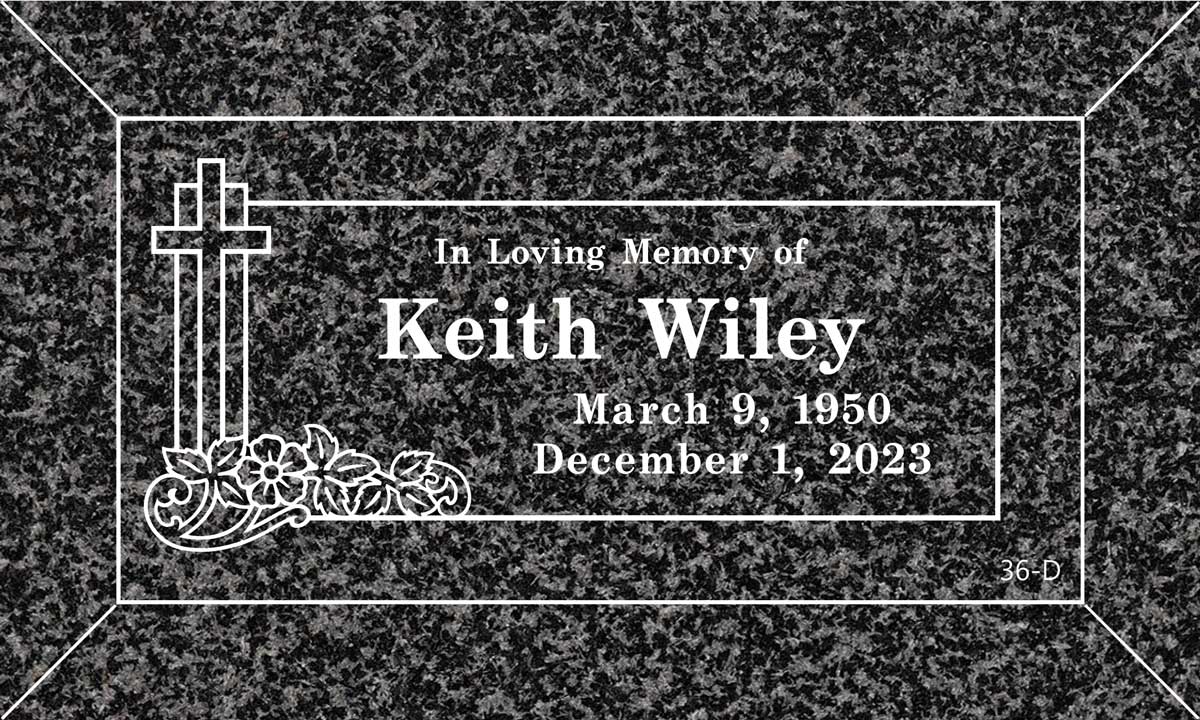 Cross & Floral Scroll in Oxford Gray Granite