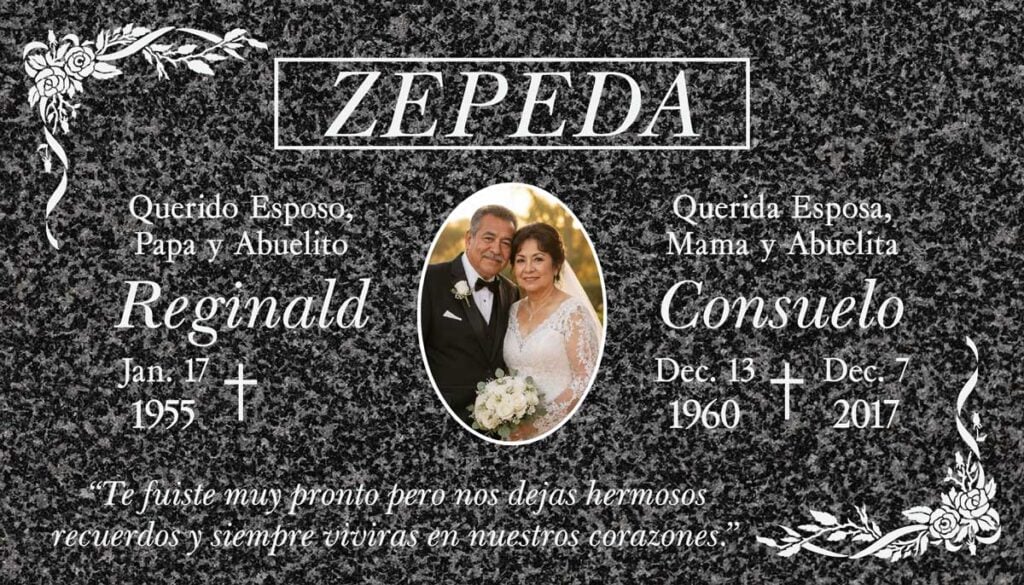 Wedding Portrait with Rose Corners in Oxford Regal Granite